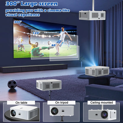 HORLAT 21000Lumens Android 4K Projector LED Beamer Full HD 1080P Video Home Theater Keystone 5G WiFi Portable Proyector Dolby