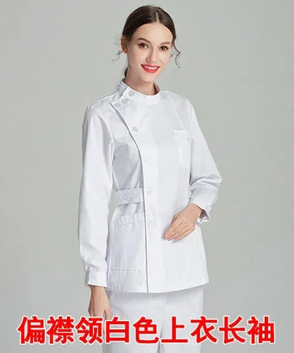 2024 Blue Long Sleeve Scrubs Top | Nurse Uniforms & Lab Coat for Women | Medical & Beauty Salon Workwear | tonyfinger store