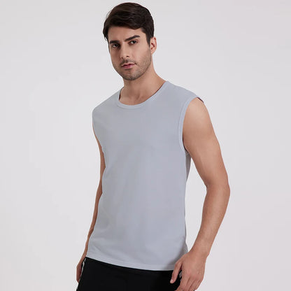 European and American Size MEN'S Solid Color Quick-drying Sleeveless Vest Young MEN'S Fitness and Leisure T Middle-aged MEN'S Ve