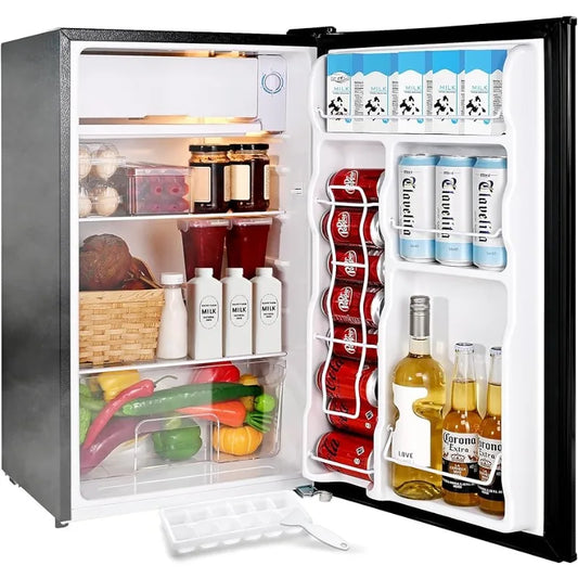 EUHOMY 3.2 Cu.Ft Mini Fridge with Freezer, Single Door Compact Refrigerator, LED light, Adjustable Thermostat, Mini Refrigerator