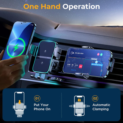 Joyroom 15W Dual Coil Car Phone Holder Automatic Fast Wireless Charger Phone Holder Car Mount For iPhone Foldable Galaxy