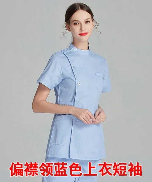 2024 Blue Long Sleeve Scrubs Top | Nurse Uniforms & Lab Coat for Women | Medical & Beauty Salon Workwear | tonyfinger store