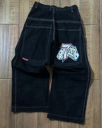 2023 Trendy Baggy Jeans: Hip Hop Rock Embroidery, High Waist, Wide Leg Streetwear for Men & Women