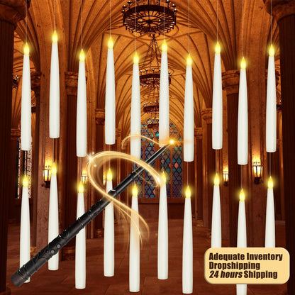 10-200Pcs Floating LED Flameless Candles with Magic Wand - Flickering Warm Light Taper Candles for Christmas, Weddings, Parties & More | tonyfinger store