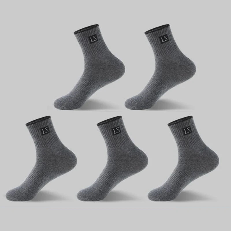 10Pcs (5 Pairs) High-Quality Men’s Cotton Socks | Breathable, Sweat-Absorbent, Deodorant | Middle Tube Crew Socks | tonyfinger store