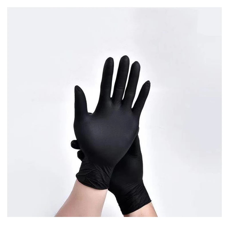 100-Pack Black Nitrile Gloves - Powder-Free, Waterproof, Disposable