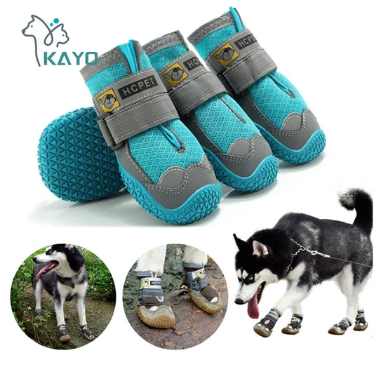 4Pcs/Set Dog Shoes for Large Dogs Breathable Professional Outdoor Dog Shoes Anti-Slip Durable Pet Shoes for Hiking Rubber Sole