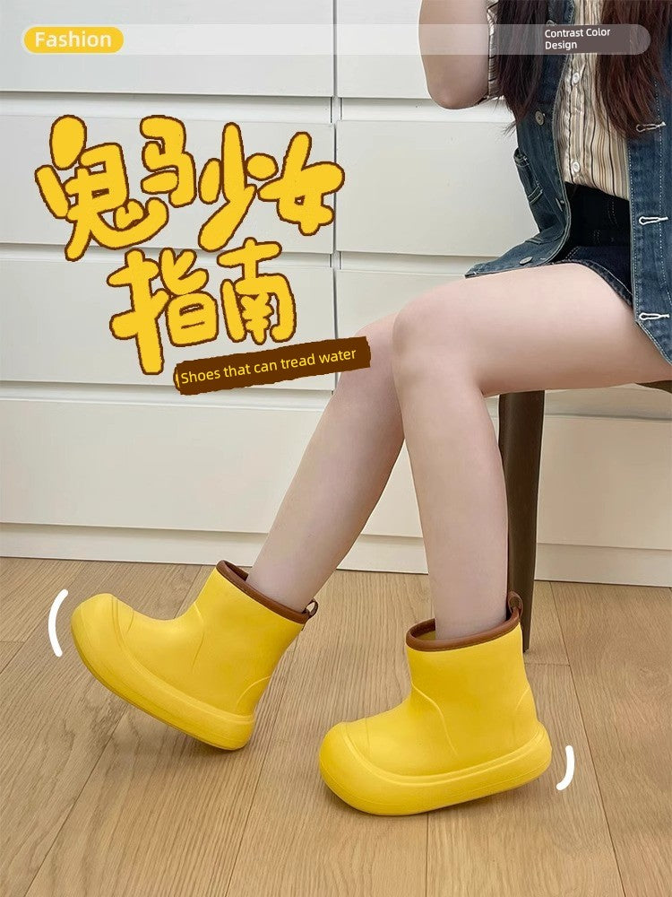 Korean-Style Chic and Unique Contrast Color Summer Children's Rain Boots