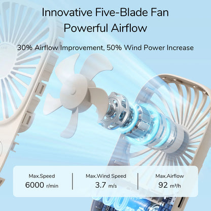 JISULIFE Mini Handheld Fan Portable Fan, Small Desk Fan with Bracket, USB Rechargeable Lash Fans,Eyelash Makeup Fan