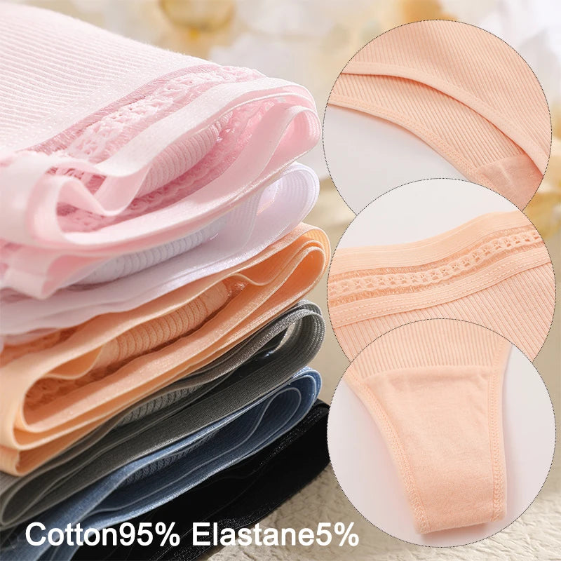 3PCS/SET Basic Women's Cotton Brazilian Pants Soft G-String Transparent Sexy Briefs Female Soft Comfortable Stretch Thong