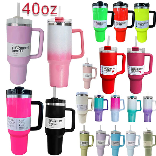 Tumbler 40oz Mug 304 Stainless Steel Car Mug with Handle Straw Double Wall Thermal Iced Travel Cup Vacuum Insulated Coffee Cup