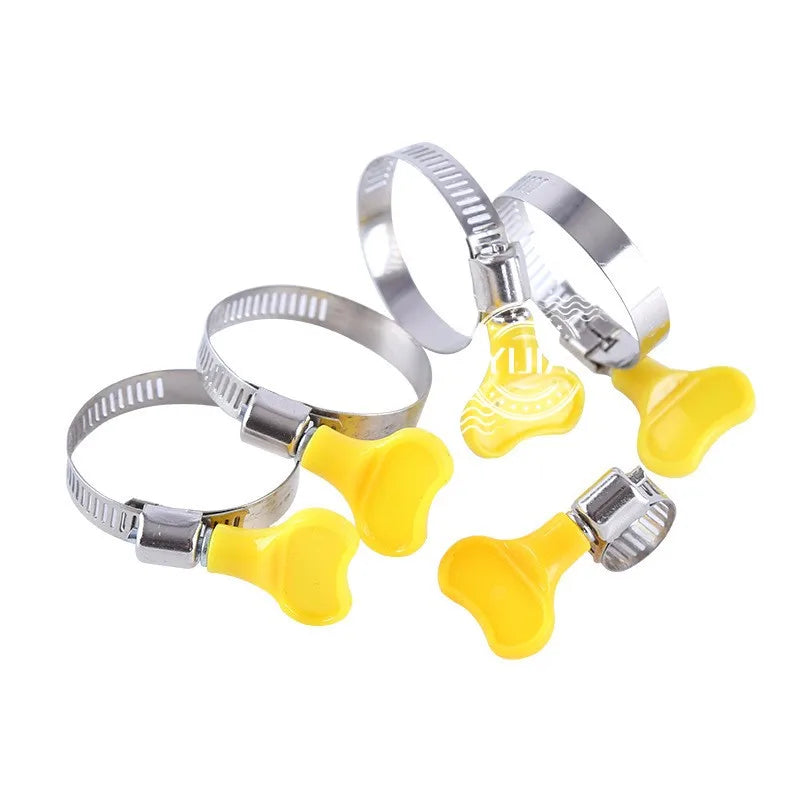 Adjustable Yellow Handle Hose Clamps (8-32mm) - Stainless Steel Butterfly Clips