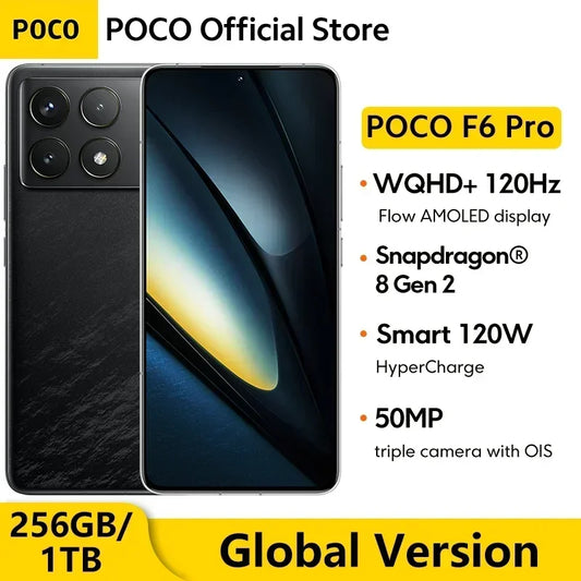 POCO F6 Pro Global Version Phone Snapdragon® 8 Gen 2 Global Version 6.67" WQHD+ Flow AMOLED DotDisplay 50MP 120W HyperCharge NFC