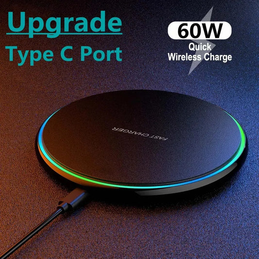 60W Fast Wireless Charger for iPhone 14/13/12/15 Pro Max, Samsung Galaxy S22/S21/S23/S10/S9, Xiaomi