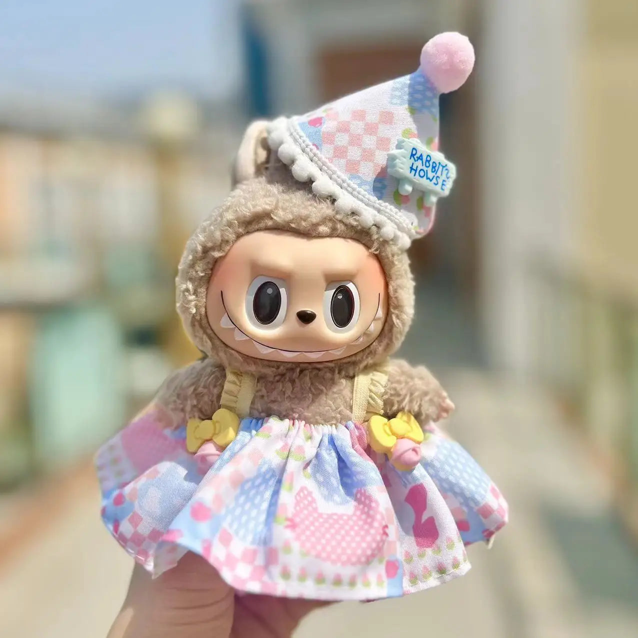 17cm Labubu Doll with Cute Clothes & Headgear | Cosplay Plush Cartoon Decor | Perfect Birthday Gift | tonyfinger store