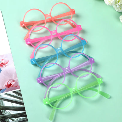 5pcs Solar-Powered Glow-in-the-Dark Glasses - Neon Party Favors for Kids & Adults