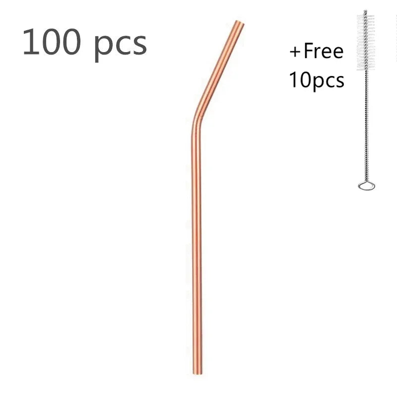 100pcs Reusable 304 Stainless Steel Straws | Colorful Eco-Friendly Metal Drinking Straws for Bar & Party | tonyfinger store