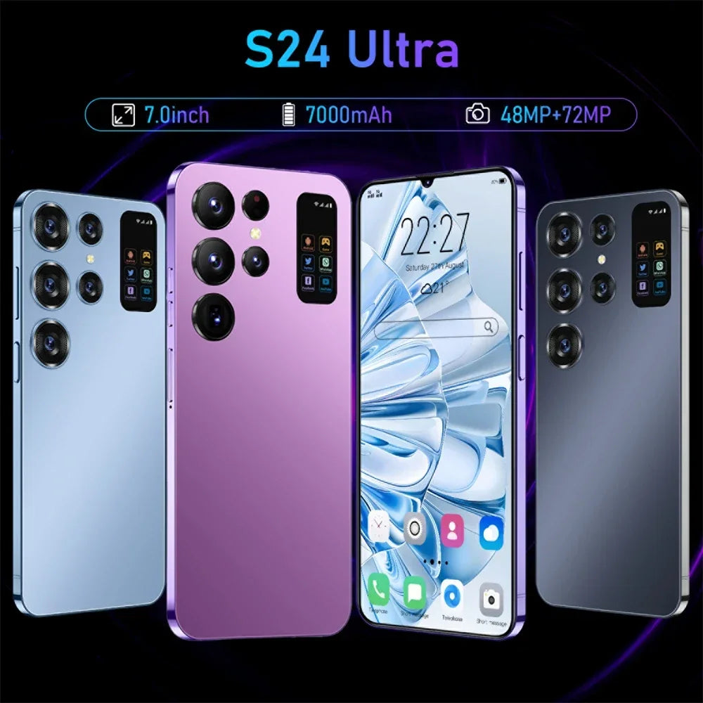 2024 Cellphones S24 Ultra 5G Face Unlock Smartphone 7.0" Screen 16GB+1TB Dual SIM Android 13 Mobile Phone - tonyfinger store