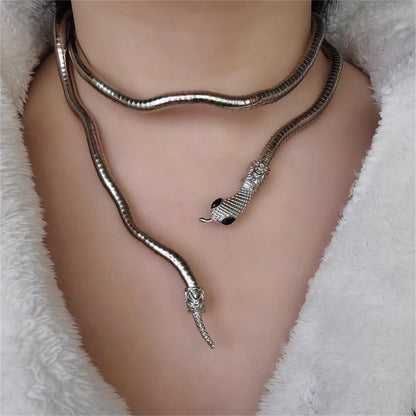 Punk Multilayer Metal Bendy Snake Necklace