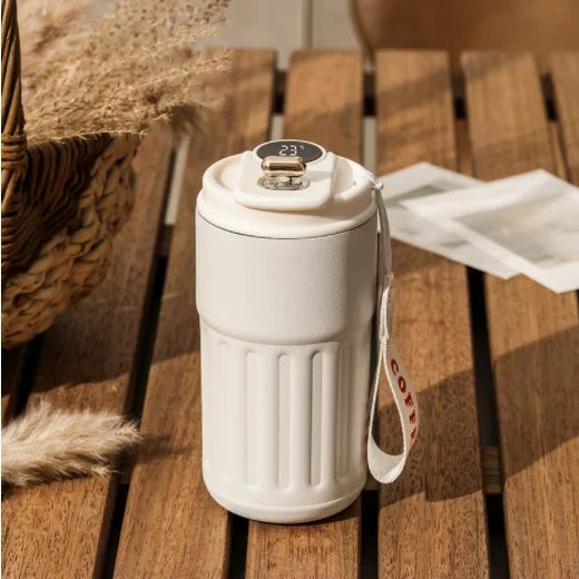 1pc Stainless Steel Travel Cup with Temperature Display | 15.22oz Vacuum Coffee Cup | Portable Thermos | Summer & Winter Birthday Gift | tonyfinger store