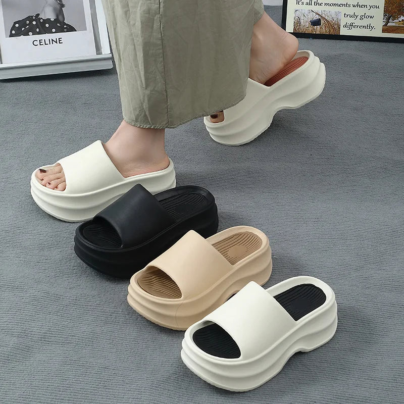 Thick EVA Slippers 2024 New Summer Women's Slippers Wear Home  Platform Sandals Fashion Outwear Non Slip Elevated Slippers Women