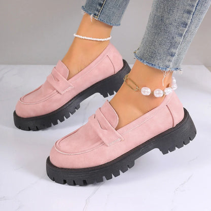 2024 Plus Size Women’s British Style Platform Loafers