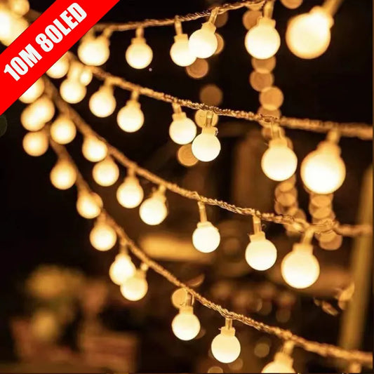 10M Globe Fairy Lights, USB/Battery Operated for Garden, Christmas, Bedroom, Wedding, Camping Decor