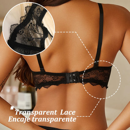 Sexy Lace Bras For Women Female Soft Underwear Push Up Bralette Comfort Brassiere Perspective Lace Bras Sexy Lingerie Low Cut