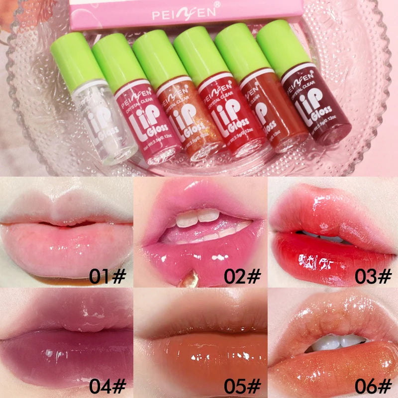 6-Pack Mirror Lip Glaze Set - Long-Lasting, Moisturizing, Hydrating Lipstick