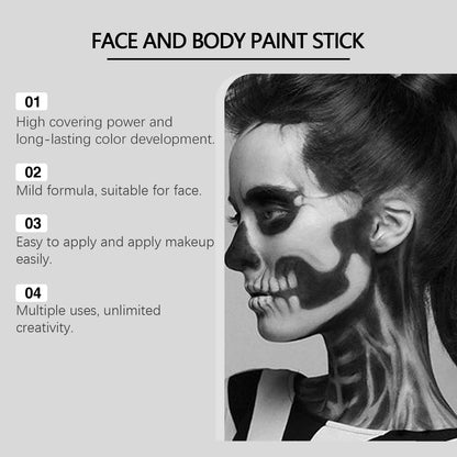 Halloween Black White Face Painting Kit Lasting Waterproof Color Smooth Draw Quick Dry DIY Body Art Painting Pigment Makeup Set