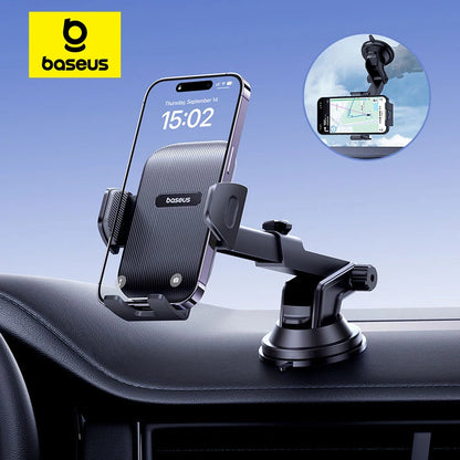 Baseus Car Phone Holder for Dashboard & Windshield - Universal Clamp for iPhone, Xiaomi, Samsung