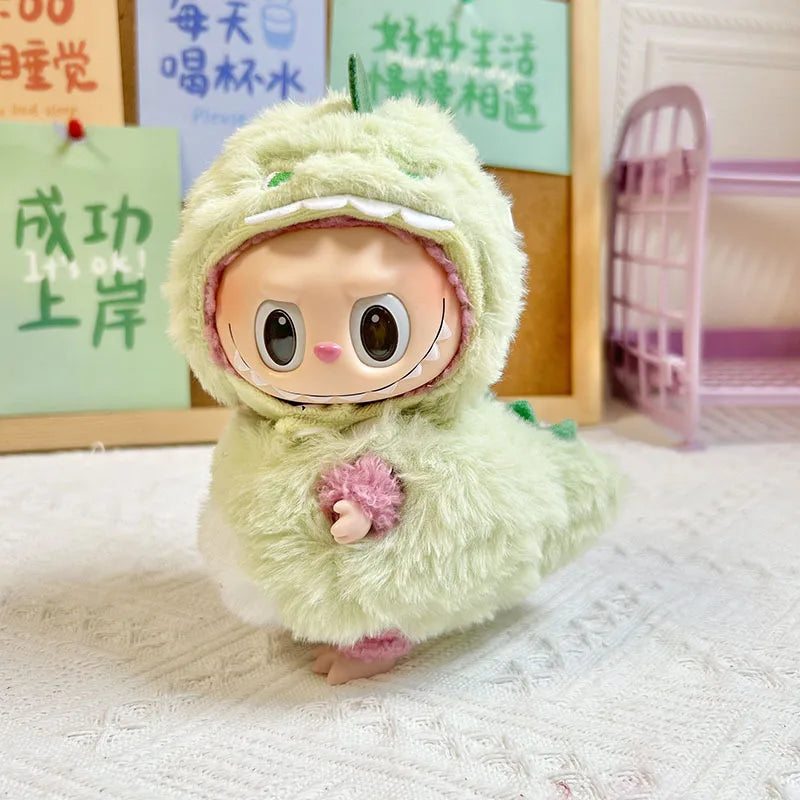 17cm Labubu Doll with Cute Clothes & Headgear | Cosplay Plush Cartoon Decor | Perfect Birthday Gift | tonyfinger store