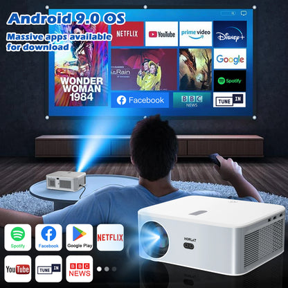 HORLAT 21000Lumens Android 4K Projector LED Beamer Full HD 1080P Video Home Theater Keystone 5G WiFi Portable Proyector Dolby