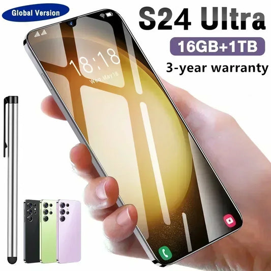 2024 New S24 Ultra Smartphone | 6.8" HD Screen | 16GB RAM + 1TB Storage | 5G Dual SIM | 72MP Camera | 6800mAh Battery | Android Unlocked - tonyfinger store