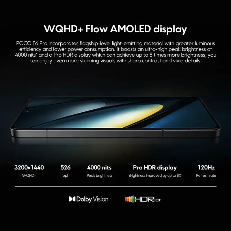 POCO F6 Pro Global Version Phone Snapdragon® 8 Gen 2 Global Version 6.67" WQHD+ Flow AMOLED DotDisplay 50MP 120W HyperCharge NFC