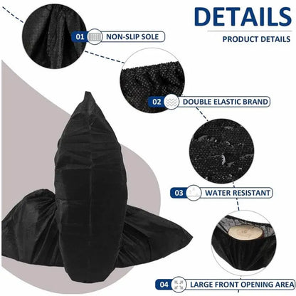 100 Count Non-Slip Disposable Shoe Covers for Indoor & Outdoor Use