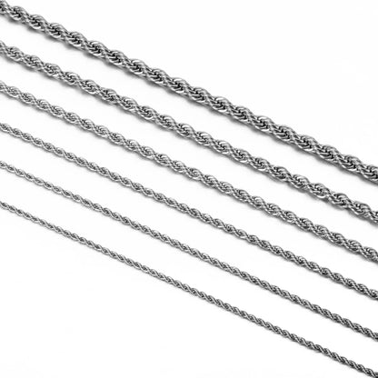 Stainless Steel Rope Chain Necklace/Bracelet for Men & Women (2mm-6mm)