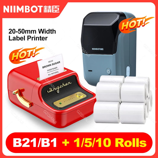 Niimbot B21 Red Portable Bluetooth Label printer Mini Pocket Sticker Maker Thermal Adhesive Mahcine for Phone Home Office Use