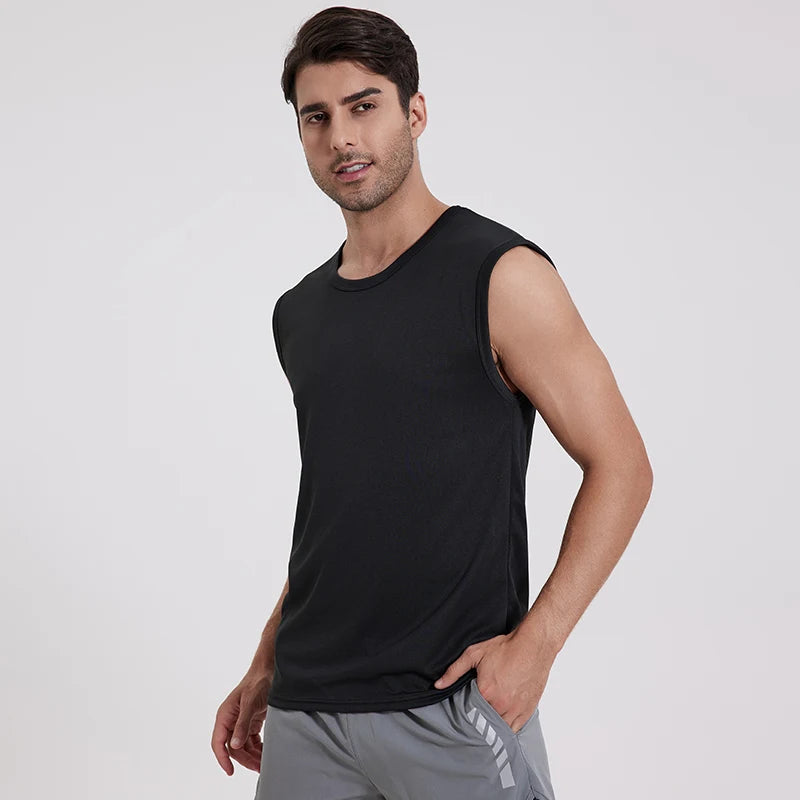 European and American Size MEN'S Solid Color Quick-drying Sleeveless Vest Young MEN'S Fitness and Leisure T Middle-aged MEN'S Ve