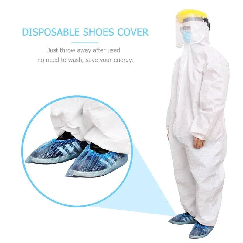 100pcs Waterproof Disposable Shoe Covers - Plastic Cleaning Overshoes