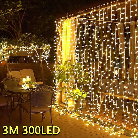 3M USB LED Curtain Fairy Lights - 8 Modes for Home, Garden, Christmas, and Weddings