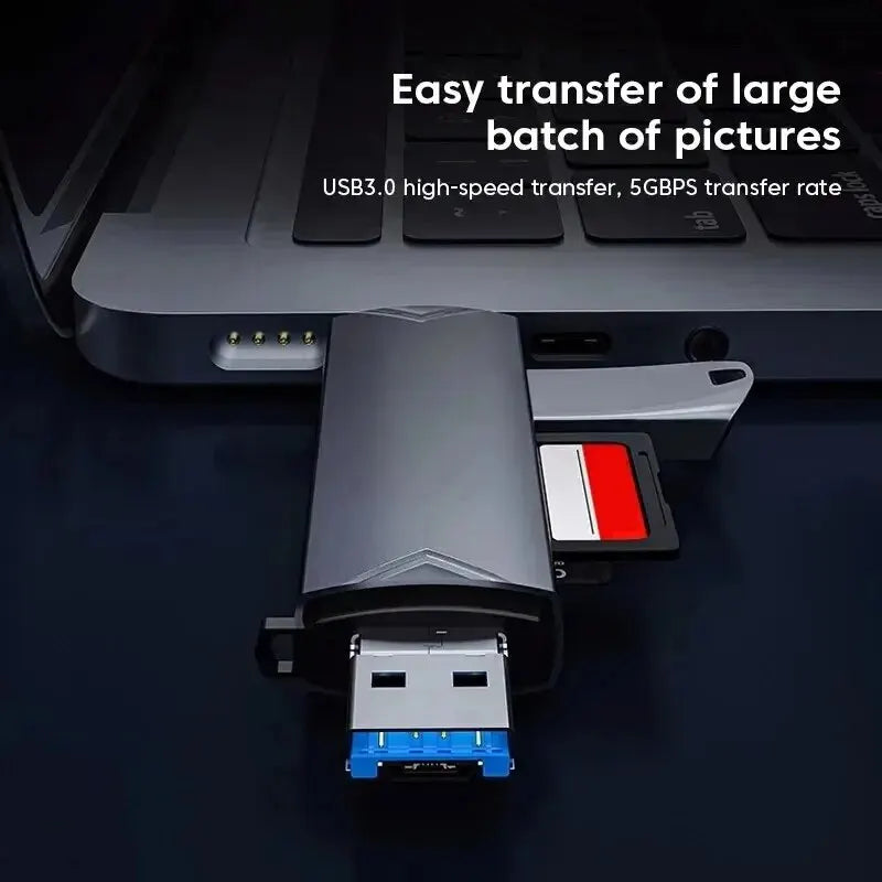 JASTER 6 In 1 Multifunction USB 3.0 Card Reader U Disk TYPE-C/Usb/Tf/Sd Flash Drive Memory Card for Adapter Phone Laptop Compute