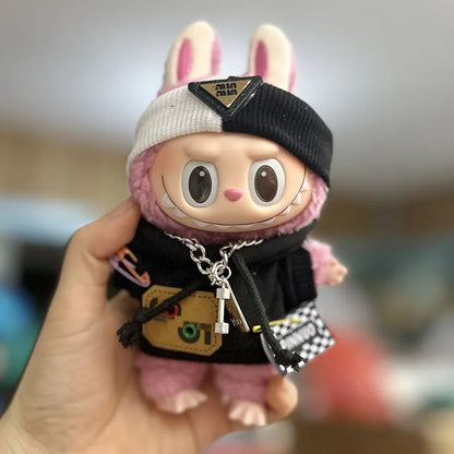 17cm Labubu Doll with Cute Clothes & Headgear | Cosplay Plush Cartoon Decor | Perfect Birthday Gift | tonyfinger store