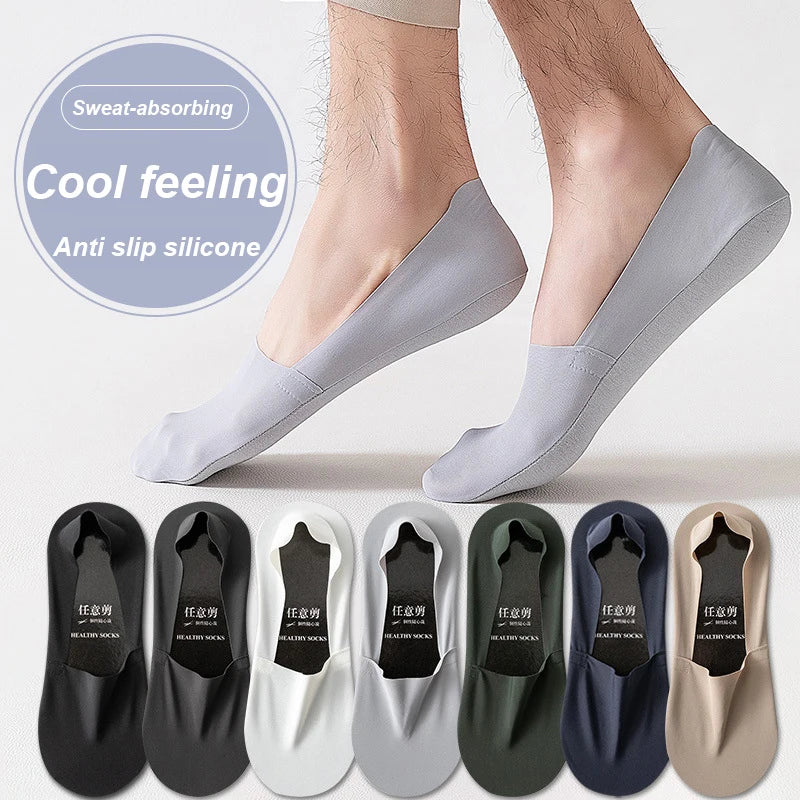 Brand Men Invisible Socks Low Cut Sock Breathable Silicone Non-slip Comfortable Cotton Bottom High Quality Matching Casual Socks