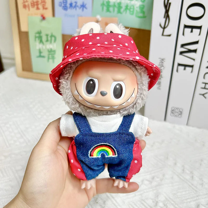 17cm Labubu Doll with Cute Clothes & Headgear | Cosplay Plush Cartoon Decor | Perfect Birthday Gift | tonyfinger store