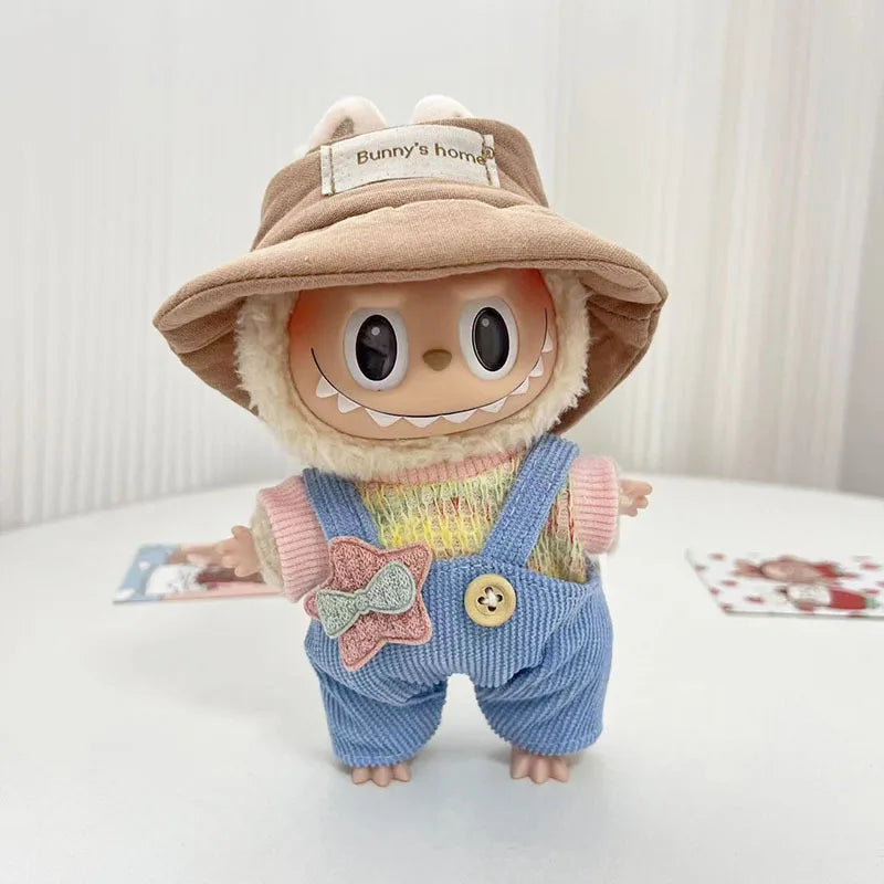 17cm Labubu Doll with Cute Clothes & Headgear | Cosplay Plush Cartoon Decor | Perfect Birthday Gift | tonyfinger store