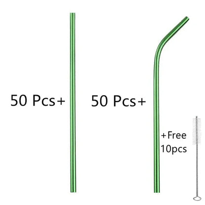 100pcs Reusable 304 Stainless Steel Straws | Colorful Eco-Friendly Metal Drinking Straws for Bar & Party | tonyfinger store