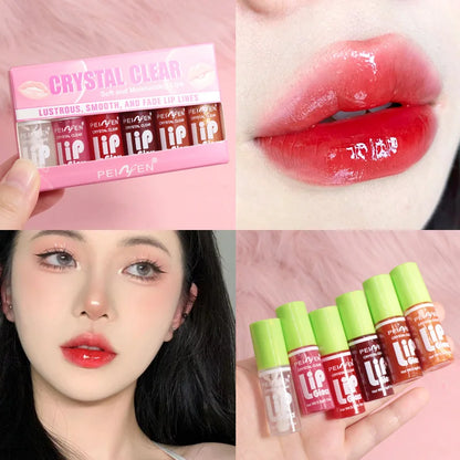 6-Pack Mirror Lip Glaze Set - Long-Lasting, Moisturizing, Hydrating Lipstick