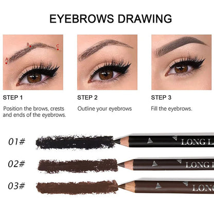 Waterproof Eyebrow Pencil Set - 6/12 Pcs, Natural Black/Brown, Easy Color