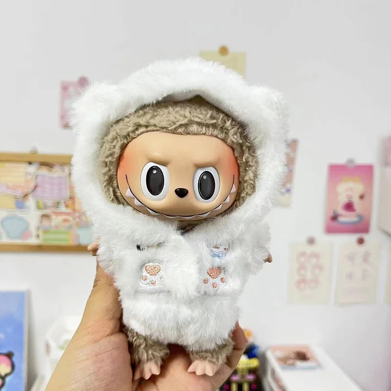 17cm Labubu Doll with Cute Clothes & Headgear | Cosplay Plush Cartoon Decor | Perfect Birthday Gift | tonyfinger store